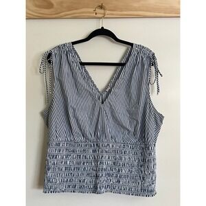Old Navy Tank Top Blouse V-neck Stripes Stretch Bow Women Size 2X